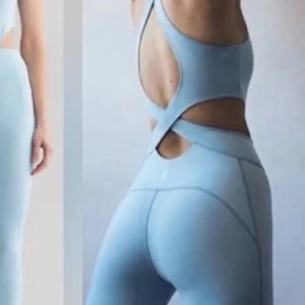 New Free People Movement Back It Up Women's Light Blue Jumpsuit Size Extra Small - Picture 2 of 12